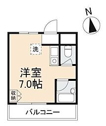 JR高徳線 昭和町駅 徒歩9分の賃貸マンション 2階ワンルームの間取り