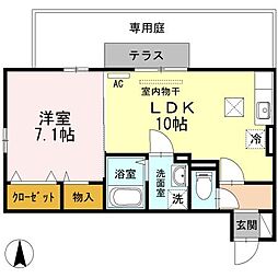 高松琴平電気鉄道志度線 松島二丁目駅 徒歩12分の賃貸アパート 1階1LDKの間取り