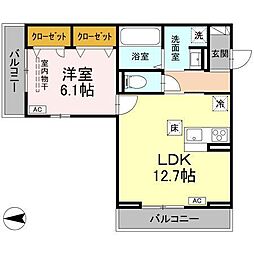 高松琴平電気鉄道志度線 松島二丁目駅 徒歩4分の賃貸アパート 1階1LDKの間取り
