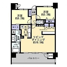 高松琴平電気鉄道琴平線 栗林公園駅 徒歩6分の賃貸マンション 3階2LDKの間取り