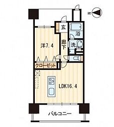 JR予讃線 高松駅 徒歩4分の賃貸マンション 14階1LDKの間取り