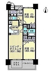 JR予讃線 高松駅 徒歩12分の賃貸マンション 2階2LDKの間取り