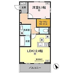 JR高徳線 昭和町駅 徒歩9分の賃貸アパート 1階1LDKの間取り