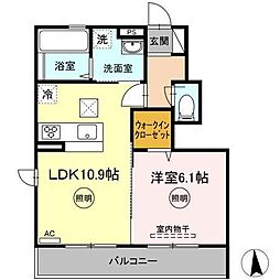 高松琴平電気鉄道長尾線 花園駅 徒歩10分の賃貸アパート 1階1LDKの間取り