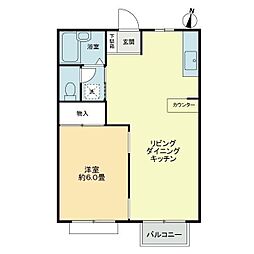高松琴平電気鉄道志度線 潟元駅 徒歩15分の賃貸アパート 1階1LDKの間取り