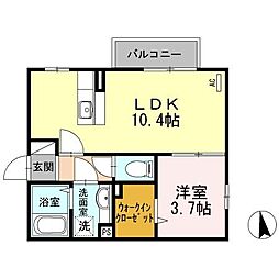 高松琴平電気鉄道琴平線 空港通り駅 徒歩14分の賃貸アパート 2階1LDKの間取り