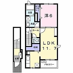 高松琴平電気鉄道長尾線 木太東口駅 徒歩7分の賃貸アパート 2階1LDKの間取り