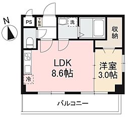 JR高徳線 栗林公園北口駅 徒歩9分の賃貸マンション 4階1LDKの間取り