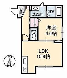 高松琴平電気鉄道長尾線 花園駅 徒歩6分の賃貸マンション 1階1LDKの間取り