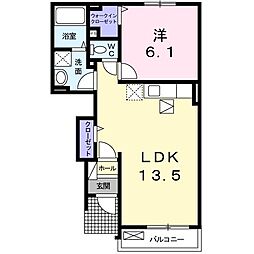 JR予讃線 端岡駅 徒歩38分の賃貸アパート 1階1LDKの間取り