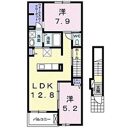 高松琴平電気鉄道志度線 春日川駅 徒歩11分の賃貸アパート 2階2LDKの間取り