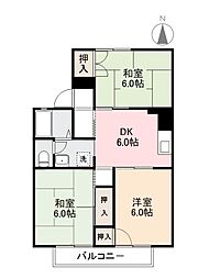 高松琴平電気鉄道長尾線 花園駅 徒歩17分の賃貸アパート 2階3DKの間取り