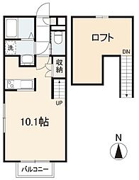 高松琴平電気鉄道長尾線 元山駅 徒歩16分の賃貸アパート 2階1Kの間取り