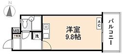 高松琴平電気鉄道志度線 今橋駅 徒歩5分の賃貸マンション 10階ワンルームの間取り