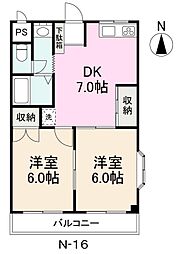 高松琴平電気鉄道長尾線 長尾駅 徒歩11分の賃貸アパート 2階2DKの間取り