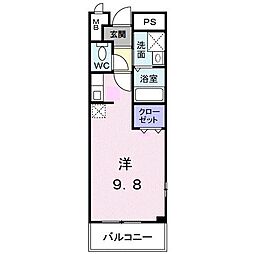 高松琴平電気鉄道琴平線 三条駅 徒歩13分の賃貸マンション 3階ワンルームの間取り