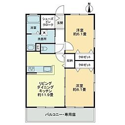 高松琴平電気鉄道長尾線 長尾駅 徒歩6分の賃貸アパート 2階2LDKの間取り