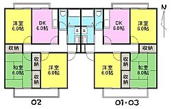 JR高徳線 屋島駅 徒歩12分の賃貸アパート 1階3DKの間取り