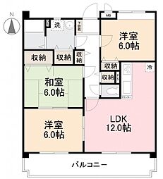 JR高徳線 木太町駅 徒歩12分の賃貸マンション 2階3LDKの間取り