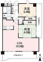 JR高徳線 屋島駅 徒歩7分の賃貸マンション 5階2LDKの間取り