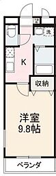 JR高徳線 昭和町駅 徒歩1分の賃貸マンション 2階1Kの間取り