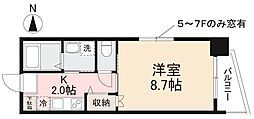 JR予讃線 高松駅 徒歩6分の賃貸マンション 7階1Kの間取り
