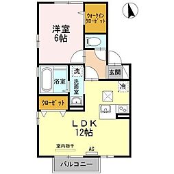 高松琴平電気鉄道琴平線 三条駅 徒歩6分の賃貸アパート 1階1LDKの間取り