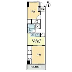 JR予讃線 高松駅 徒歩11分の賃貸マンション 2階2DKの間取り