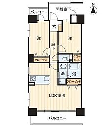 高松琴平電気鉄道長尾線 花園駅 徒歩3分の賃貸マンション 9階2LDKの間取り