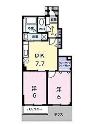 高松琴平電気鉄道長尾線 西前田駅 徒歩18分の賃貸アパート 1階2DKの間取り