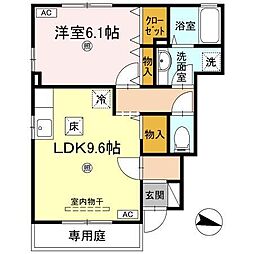 高松琴平電気鉄道琴平線 太田駅 徒歩27分の賃貸アパート 1階1LDKの間取り