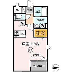 高松琴平電気鉄道長尾線 林道駅 徒歩5分の賃貸マンション 1階ワンルームの間取り