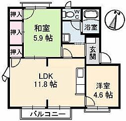 屋島フレグランスA 2LDKの間取図画像