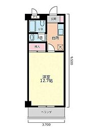 高松琴平電気鉄道長尾線 高田駅 徒歩25分の賃貸マンション 2階1Kの間取り