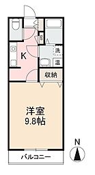 JR高徳線 木太町駅 徒歩8分の賃貸マンション 2階1Kの間取り