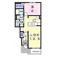 高松琴平電気鉄道琴平線 円座駅 3.1kmの賃貸アパート 1階1LDKの間取り