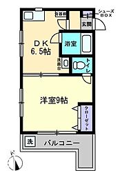 JR高徳線 栗林公園北口駅 徒歩9分の賃貸マンション 4階1DKの間取り