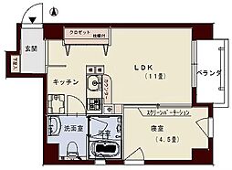 JR予讃線 高松駅 徒歩6分の賃貸マンション 9階1LDKの間取り