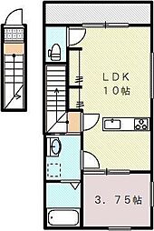 高松琴平電気鉄道琴平線 仏生山駅 徒歩15分の賃貸アパート 2階1LDKの間取り