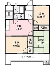 JR高徳線 屋島駅 徒歩8分の賃貸マンション 2階3DKの間取り
