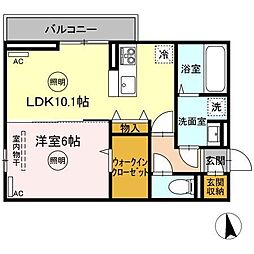 カルテットD 1LDKの間取図画像