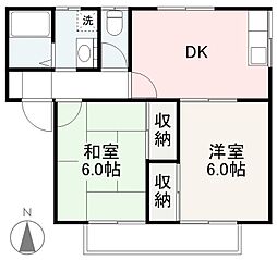 ガーデンヒルズ鬼無A 2DKの間取図画像