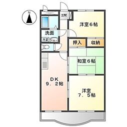 グランディア木太 3DKの間取図画像