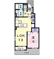 ルクア三条A 1LDKの間取図画像