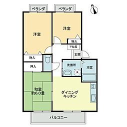 フォブールあすかA 3DKの間取図画像