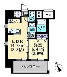アルファレガロ福田町 1LDKの間取図画像