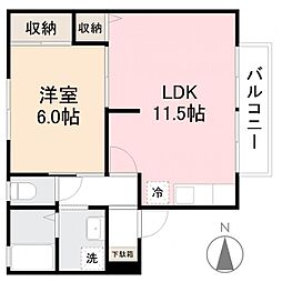 レジデンス香西 1LDKの間取図画像