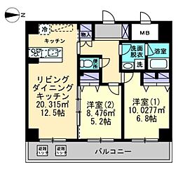 ル・マレNishikimachi 2LDKの間取図画像
