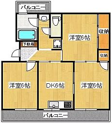 屋島パークハイツ 3DKの間取図画像