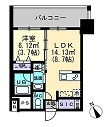 アルファレガロ福田町 1LDKの間取図画像